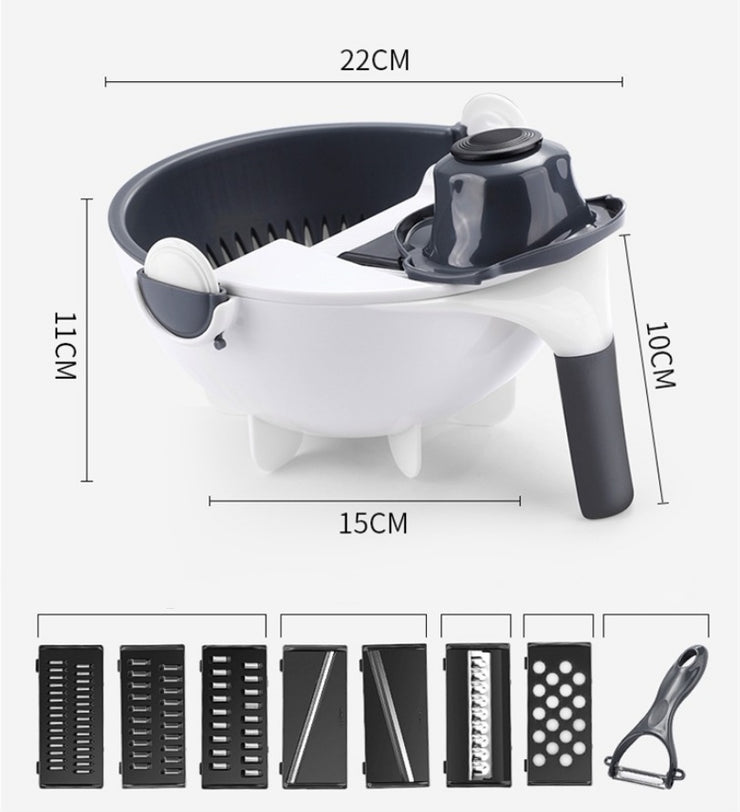 HomeGlow™ MasterPrep 7-in-1 Multi-Function Vegetable Slicer & Drain Bowl