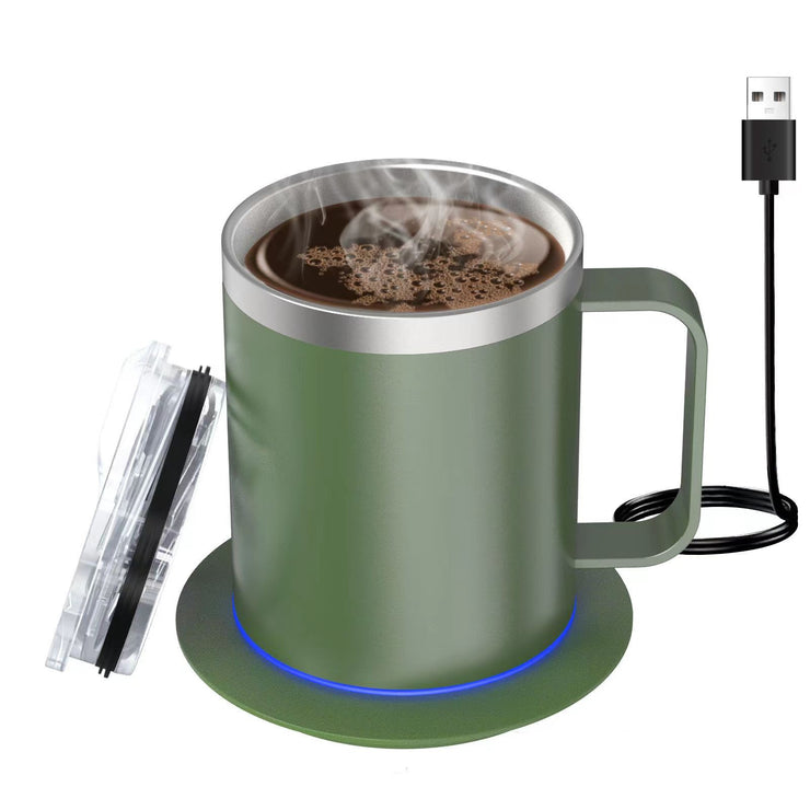 HomeGlow™ LuxeTherm Self-Heating Mug – Double-Layered Stainless Steel Smart Insulation Cup