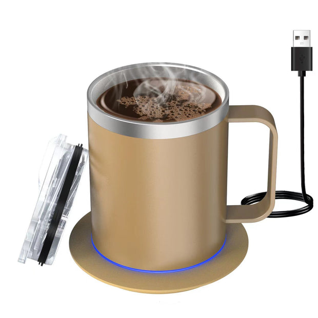 HomeGlow™ LuxeTherm Self-Heating Mug – Double-Layered Stainless Steel Smart Insulation Cup