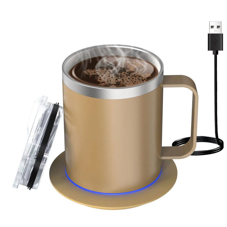 HomeGlow™ LuxeTherm Self-Heating Mug – Double-Layered Stainless Steel Smart Insulation Cup